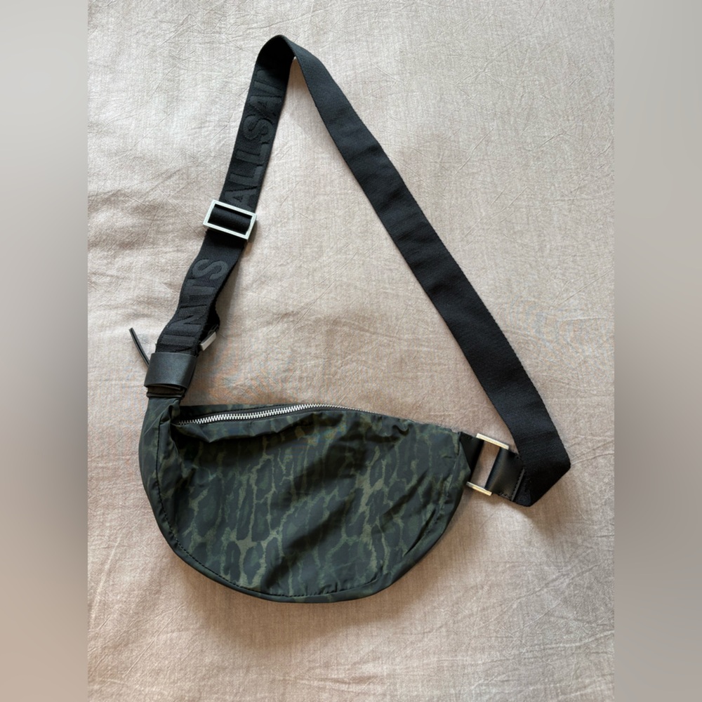 All Saints Green and Black Nylon Crossbody Bag